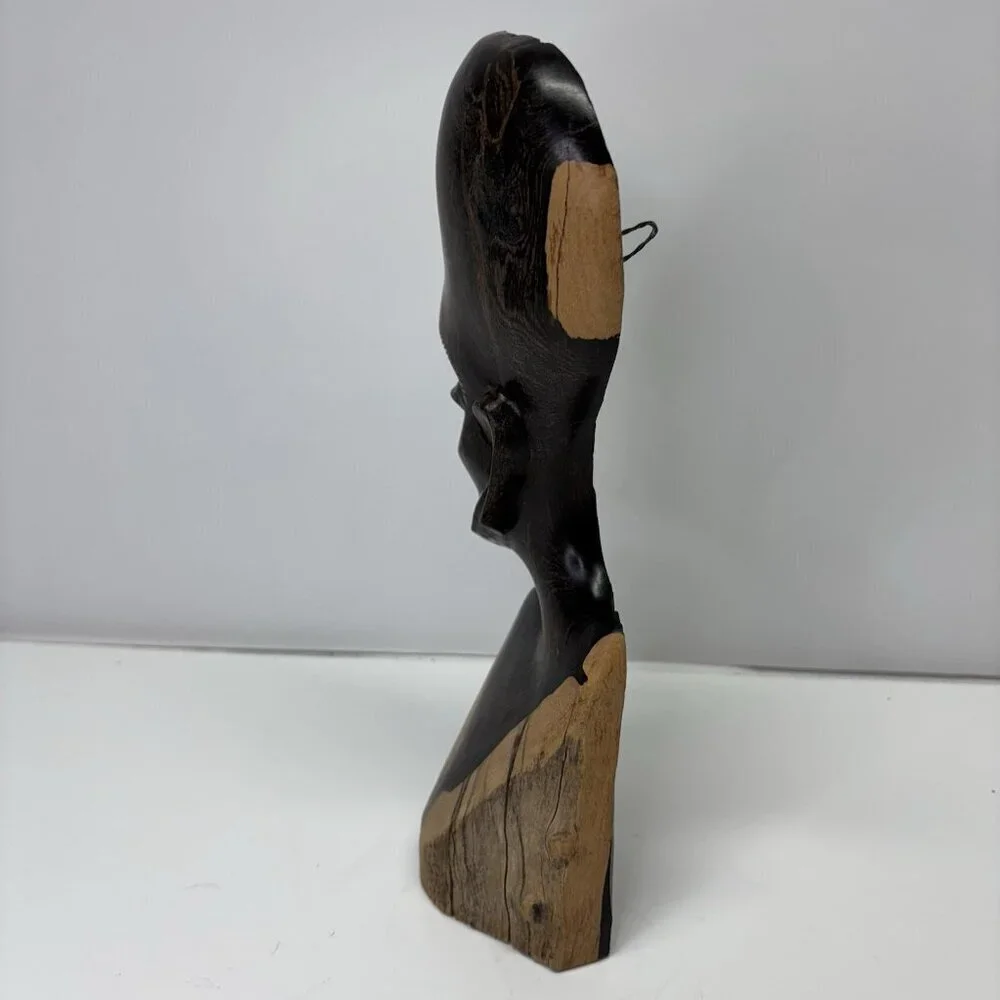 VTG. Original Kenyan Hand Carved African Male Bust Head‎ Wood - Picture 4 of 13
